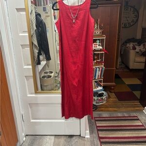 Talbots Maxi Linen Dress, Scarlet Red